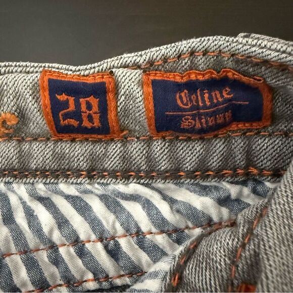 Rock Revival Celine Skinny Jeans Women 28 Gray Low Rise Embellished Denim Grunge - Picture 10 of 16